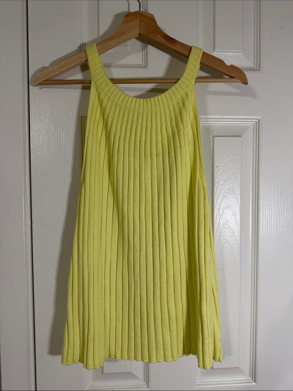Yellow Ribbed Knit Tank Dress